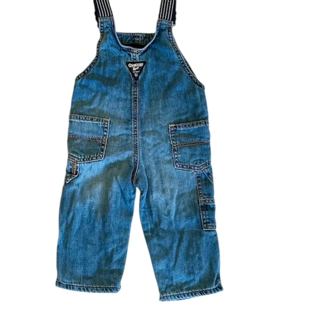OshKosh B'gosh Distressed Blue Overalls - Size: 18 Months